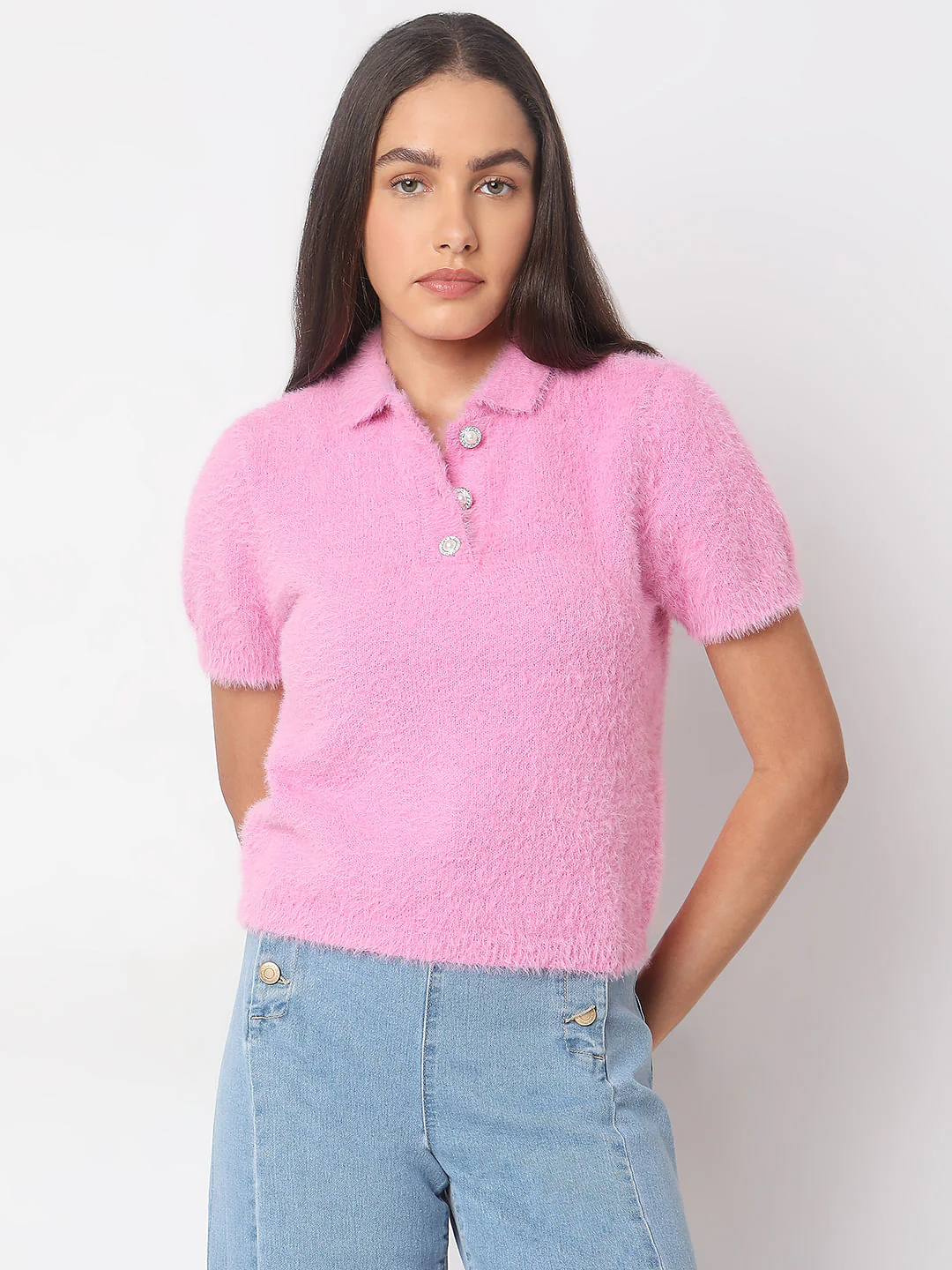 Pink Polo Neck Pullover - Image 2