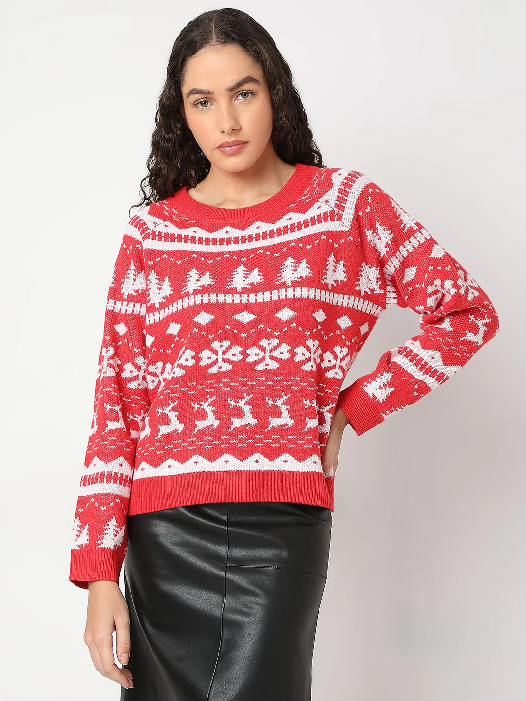 Red Christmas Print Pullover - Image 2