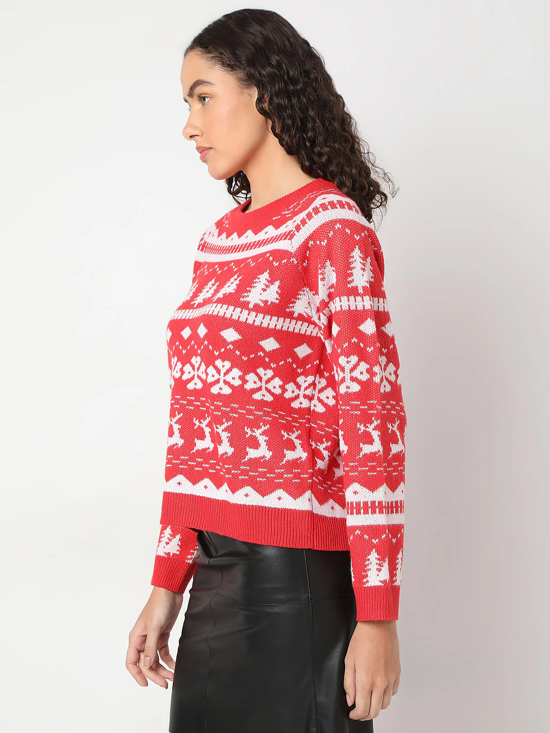 Red Christmas Print Pullover - Image 3