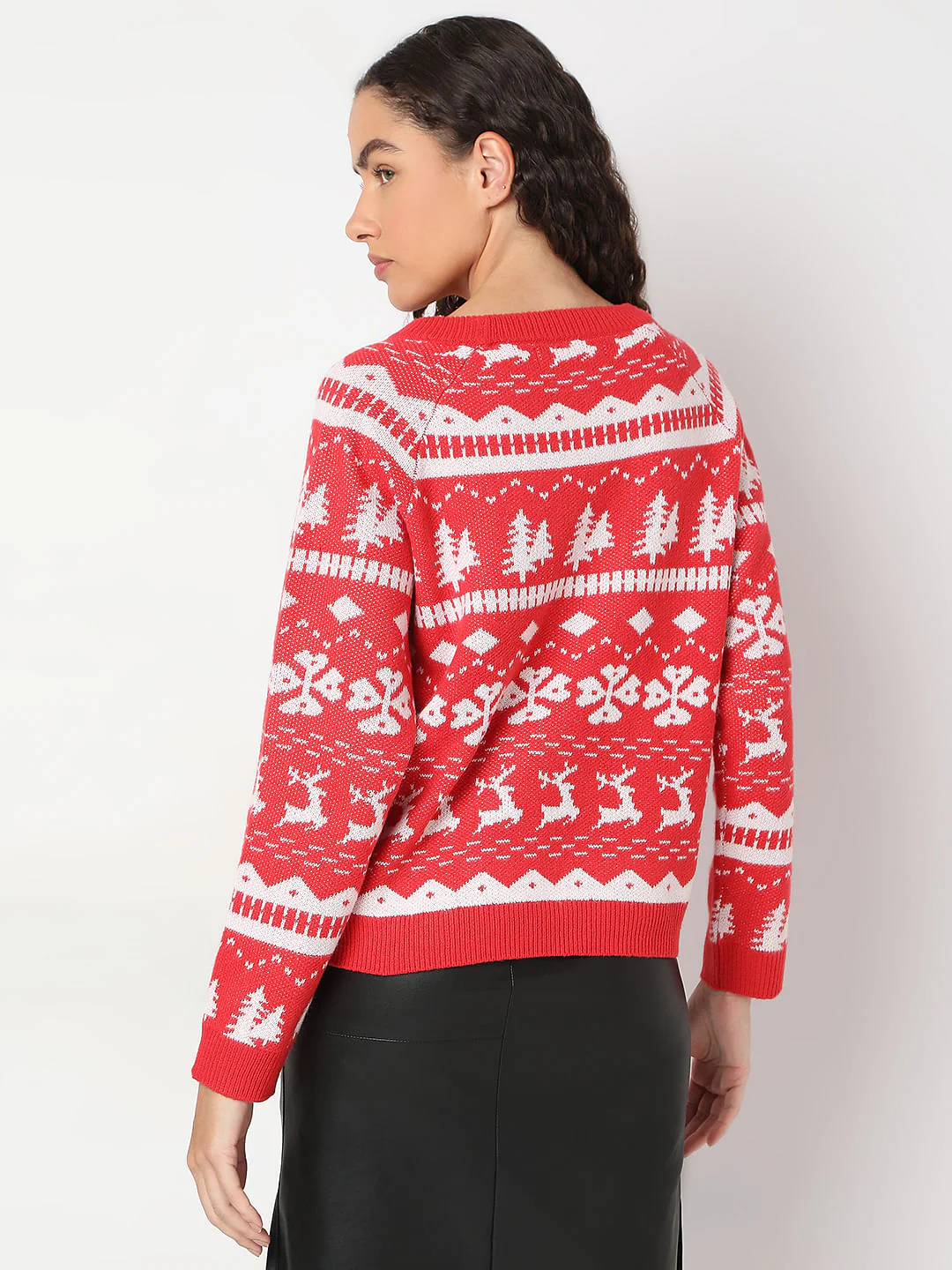 Red Christmas Print Pullover - Image 4