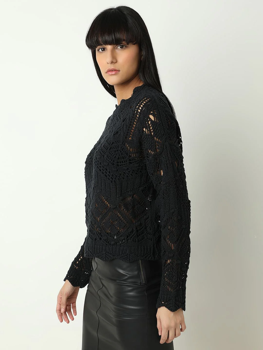Black Crochet Pullover - Image 3