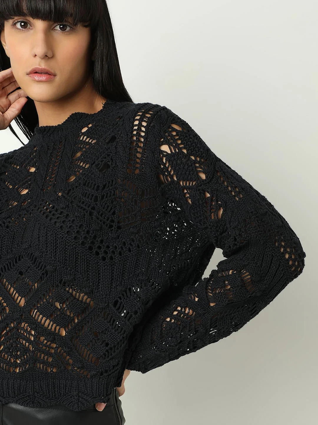 Black Crochet Pullover - Image 6