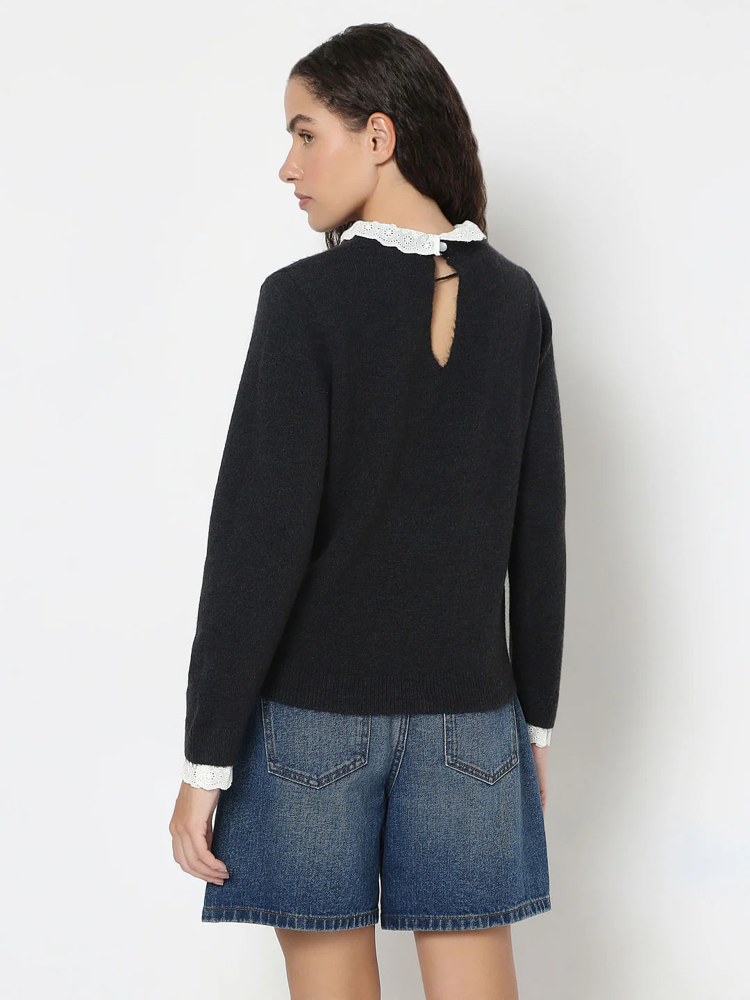 Black Schiffli Lace Collar Pullover - Image 4