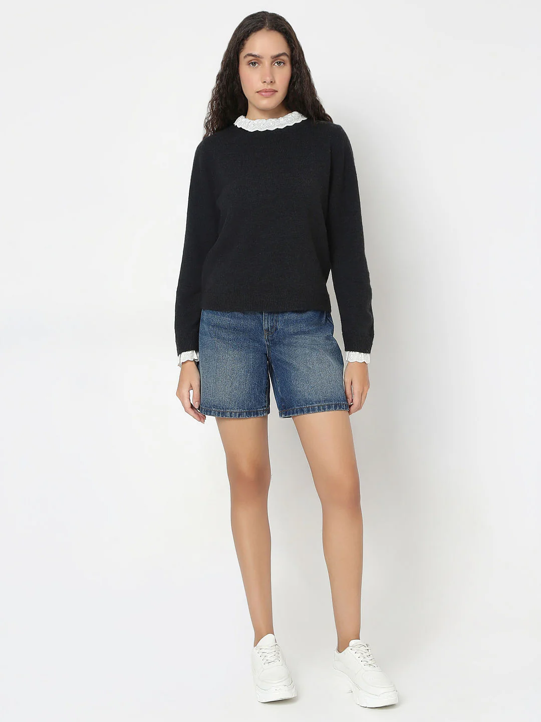 Black Schiffli Lace Collar Pullover - Image 5