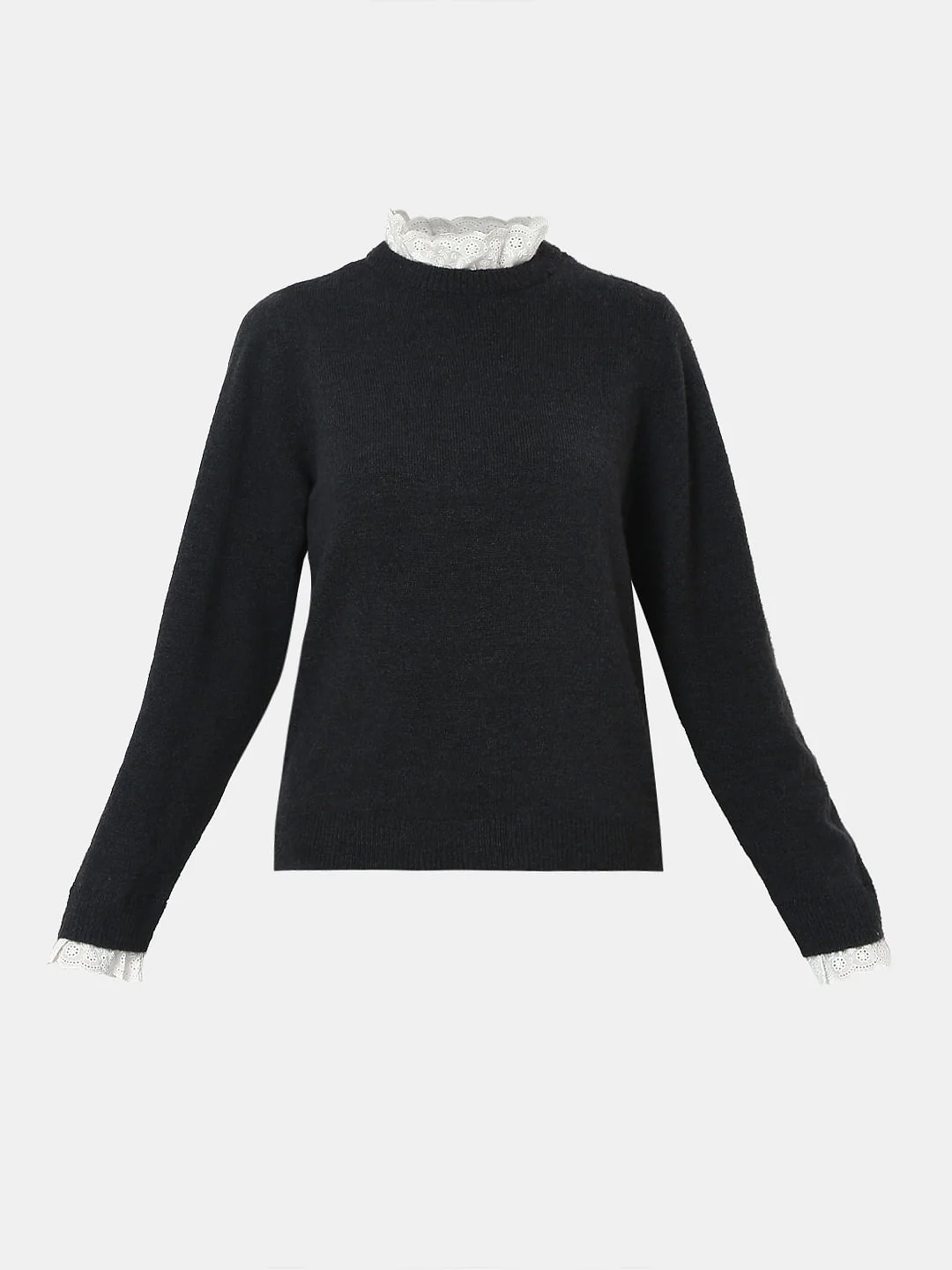 Black Schiffli Lace Collar Pullover - Image 7