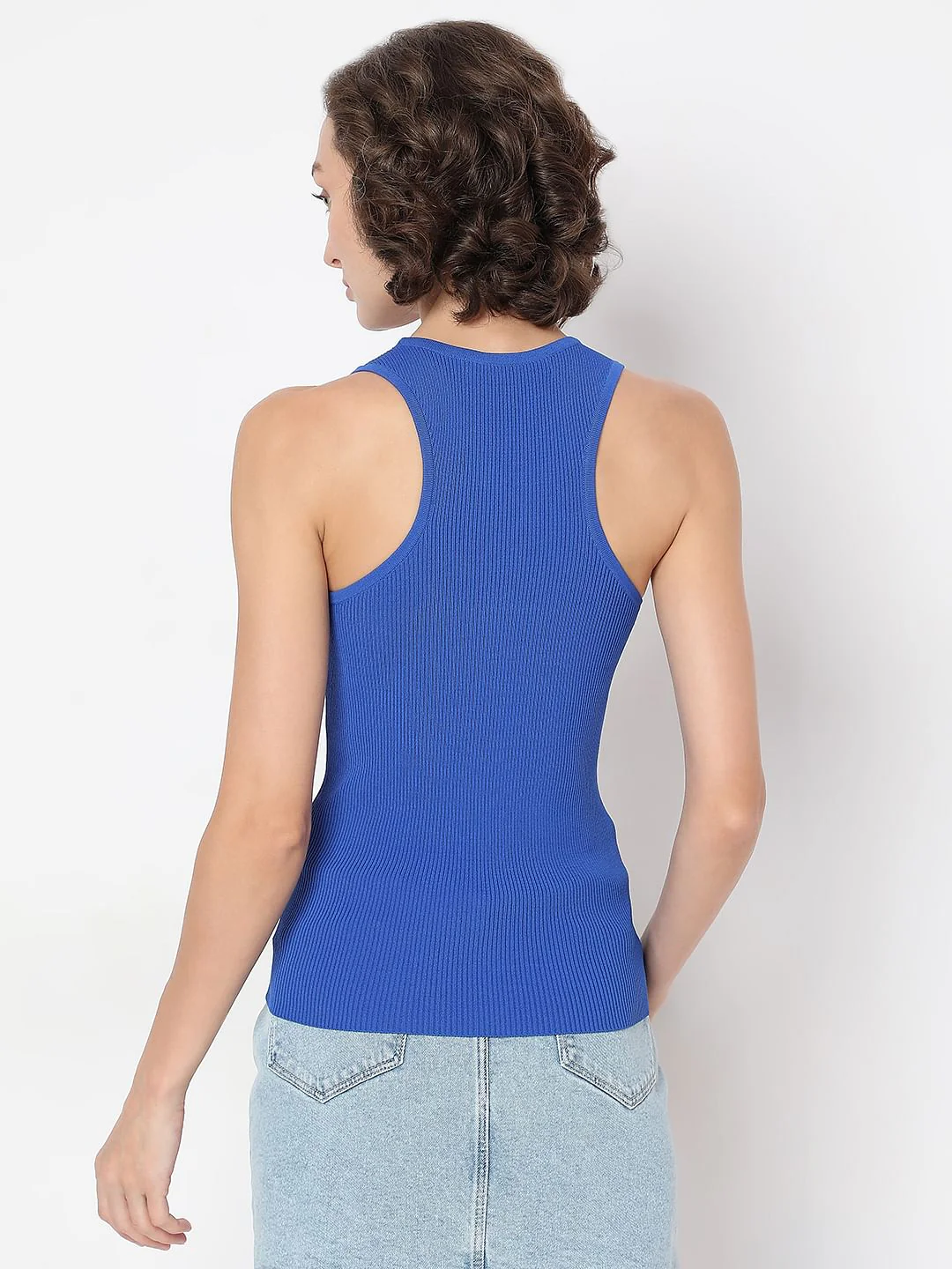 Blue Ribbed Tank Top - Image 4