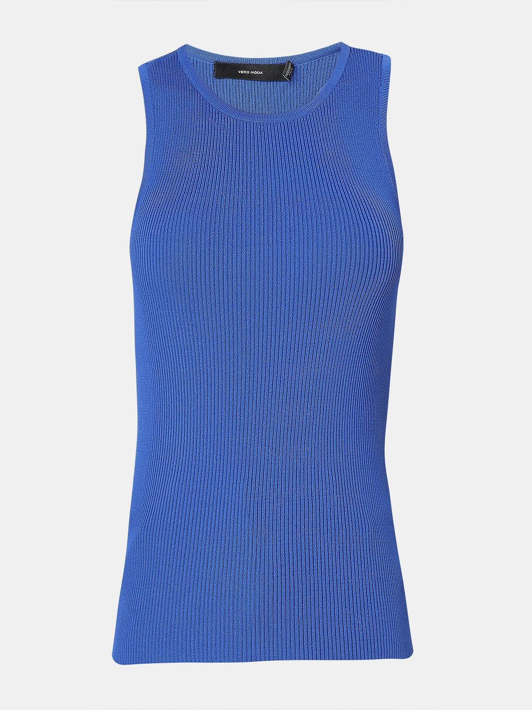 Blue Ribbed Tank Top - Image 7