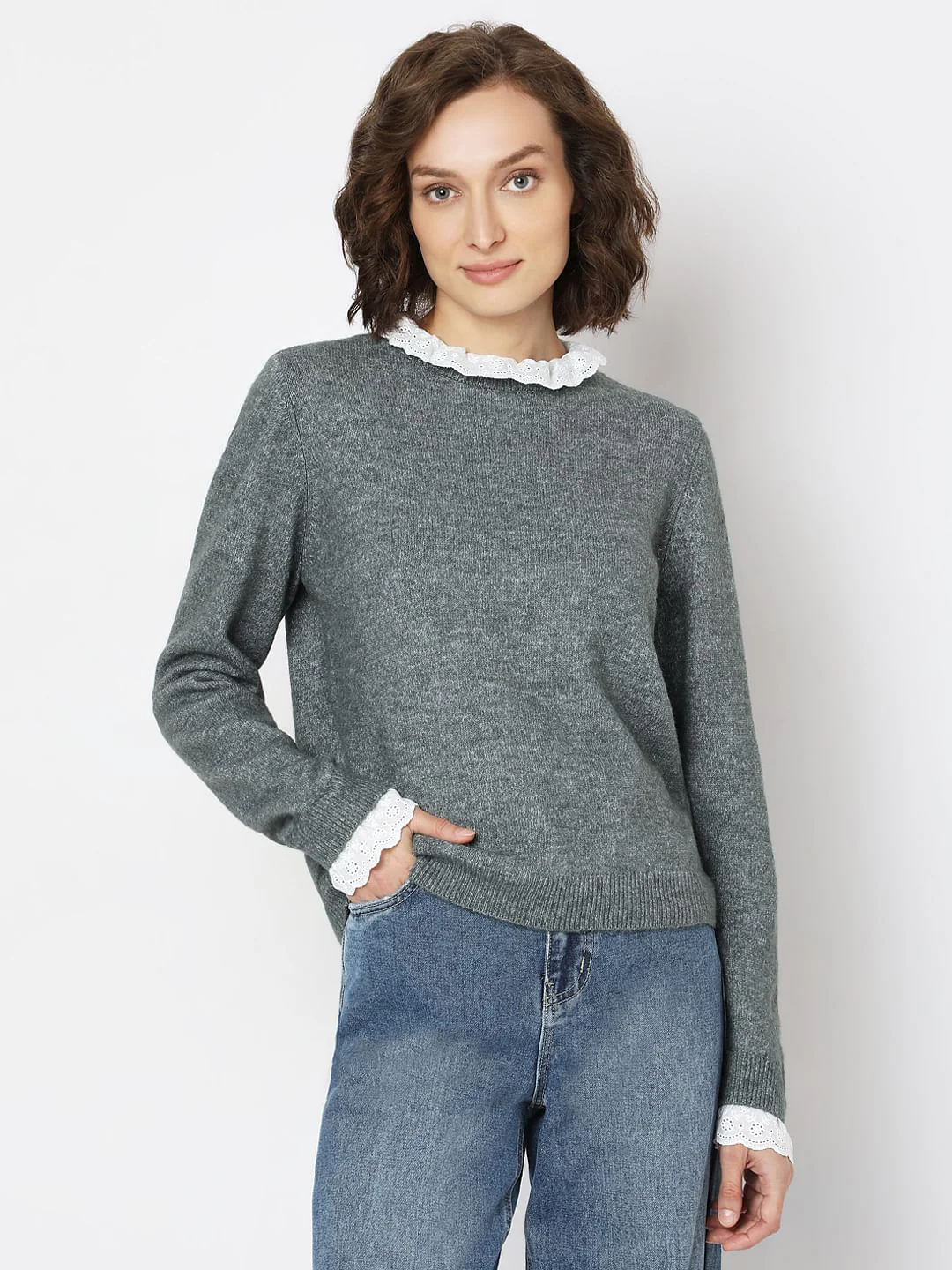 Green Schiffli Lace Collar Pullover - Image 2