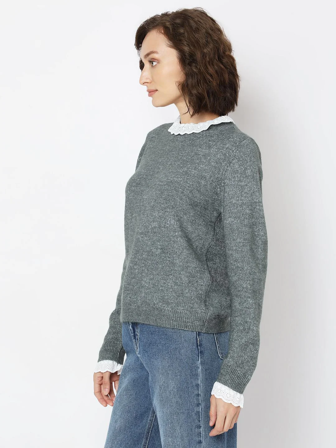 Green Schiffli Lace Collar Pullover - Image 3