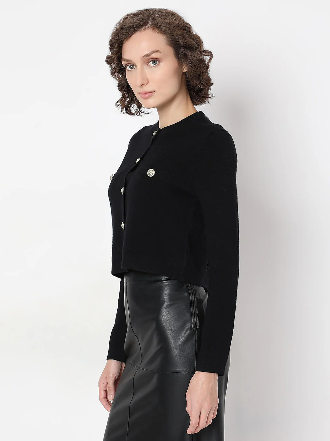 Black With Golden Button Cardigan - Image 3