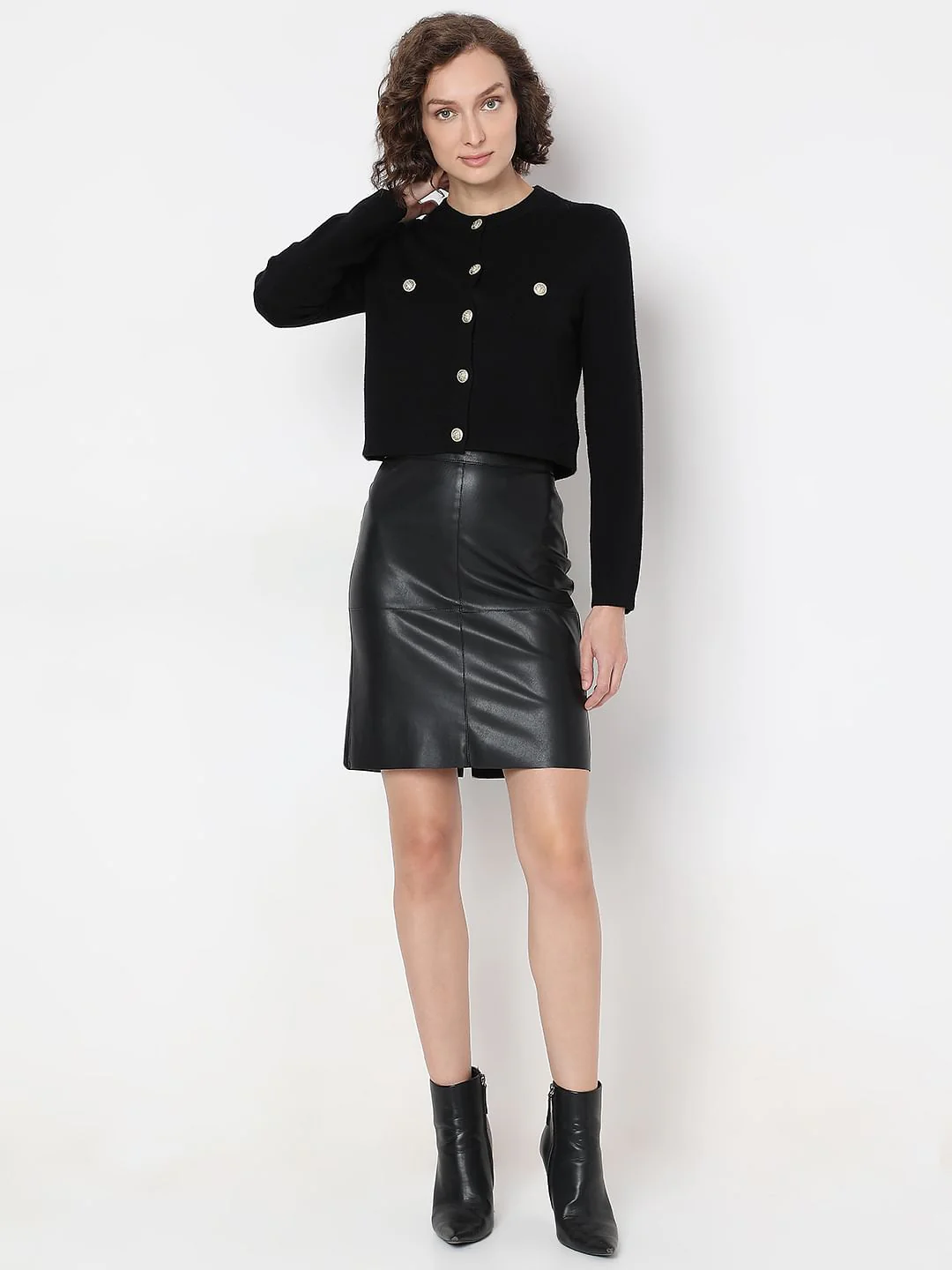 Black With Golden Button Cardigan - Image 5