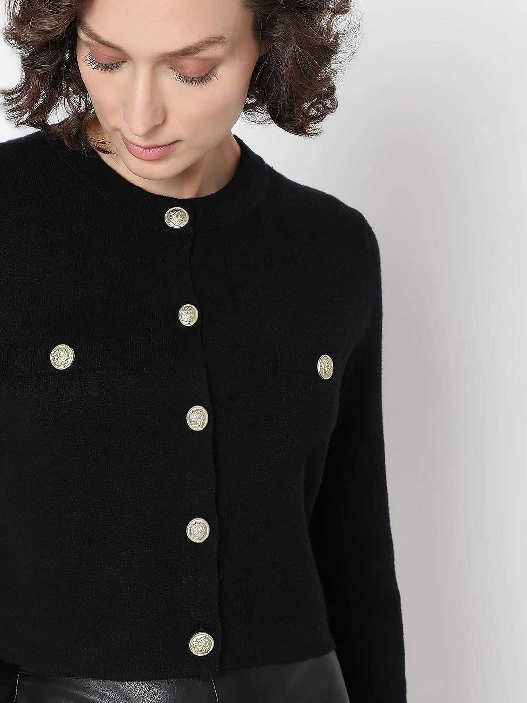 Black With Golden Button Cardigan - Image 6