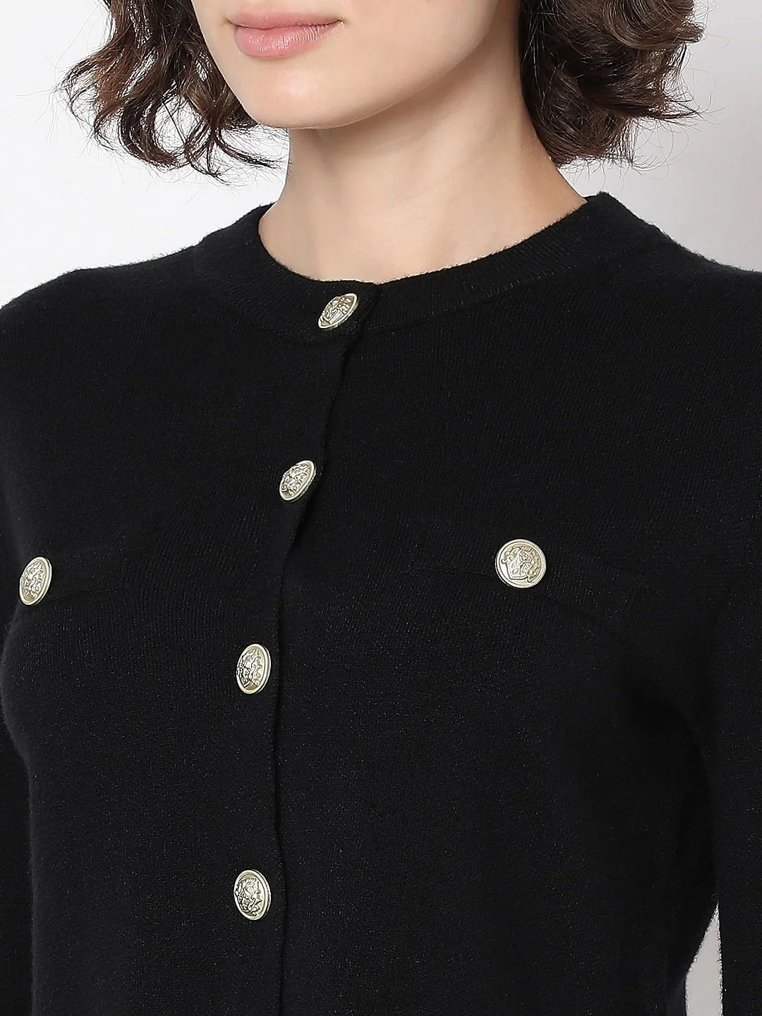 Black With Golden Button Cardigan - Image 8