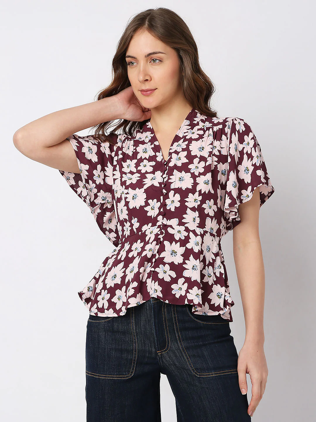 Wine Floral Top - Image 2
