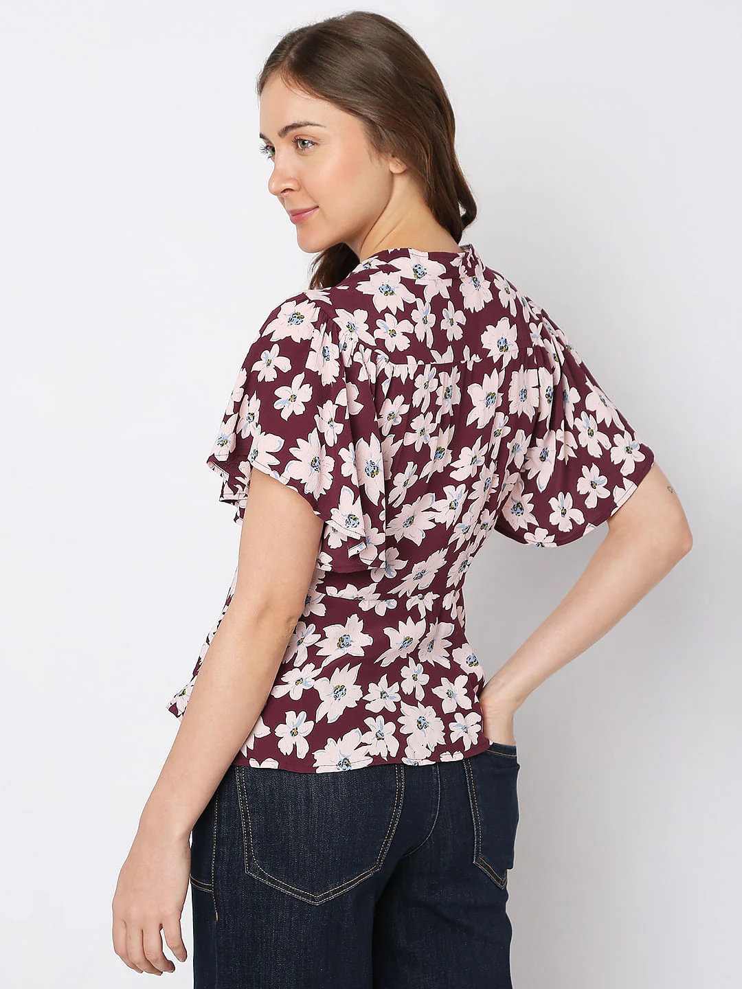 Wine Floral Top - Image 4