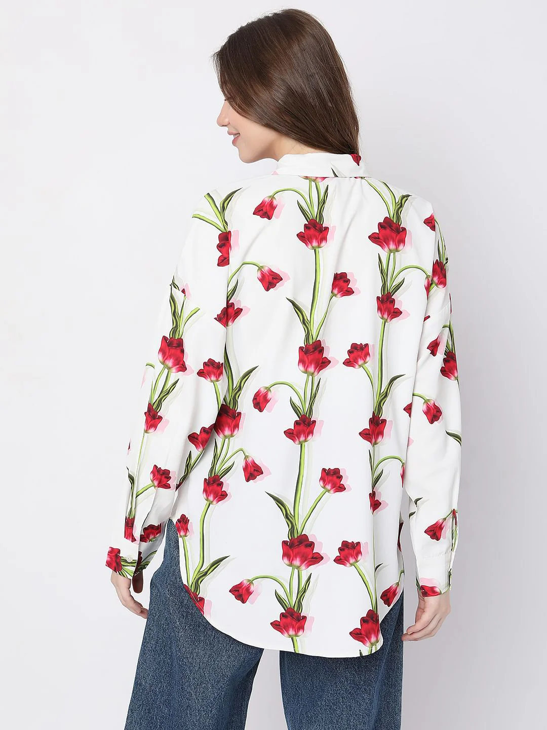 White Floral Print Shirt - Image 4