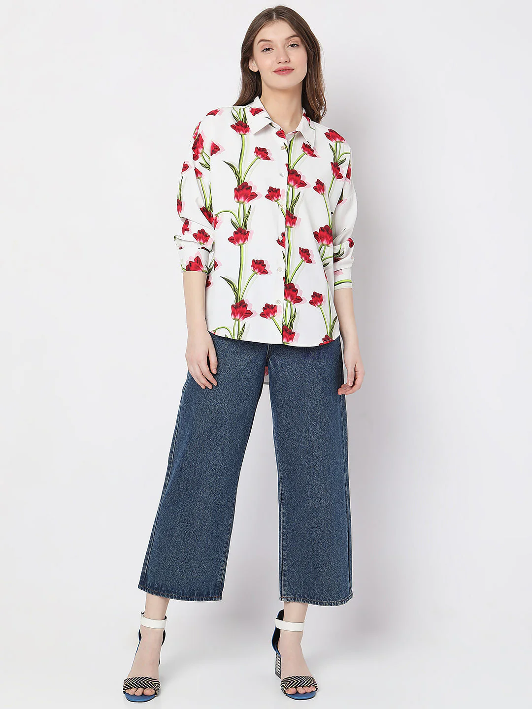 White Floral Print Shirt - Image 5