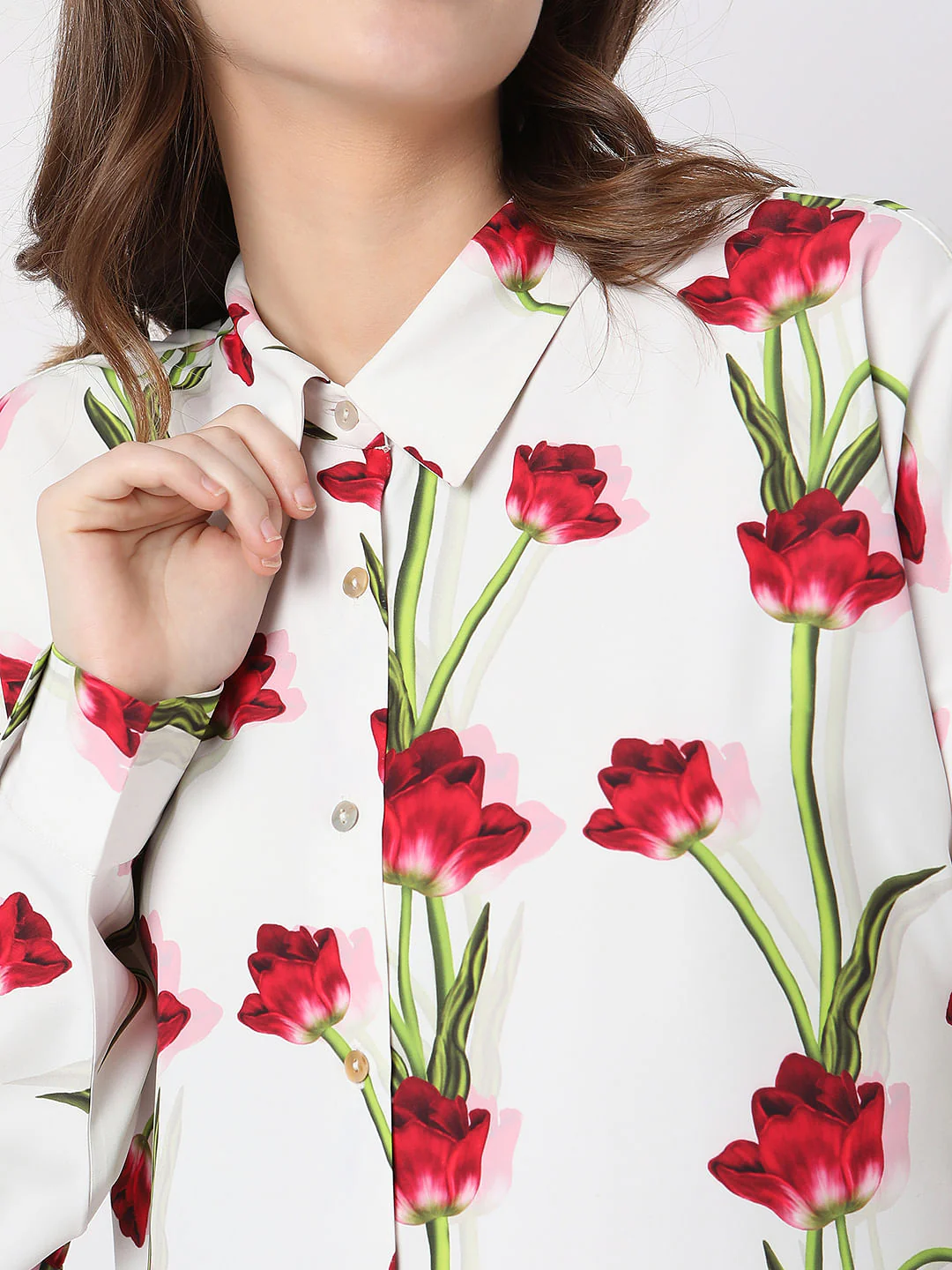 White Floral Print Shirt - Image 8