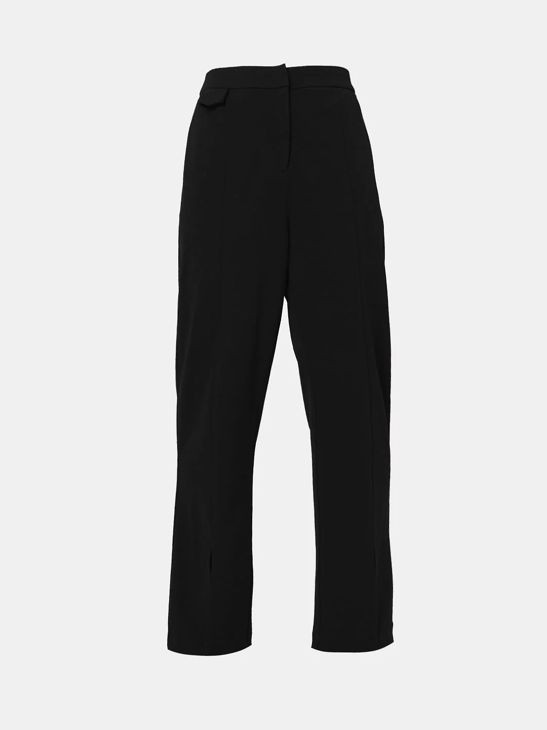 Black High Rise Front Slit Pants - Image 7