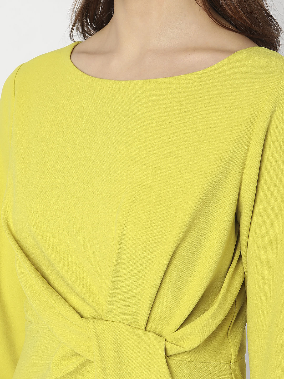 Lemon Yellow Twist Knot Shift Dress - Image 8