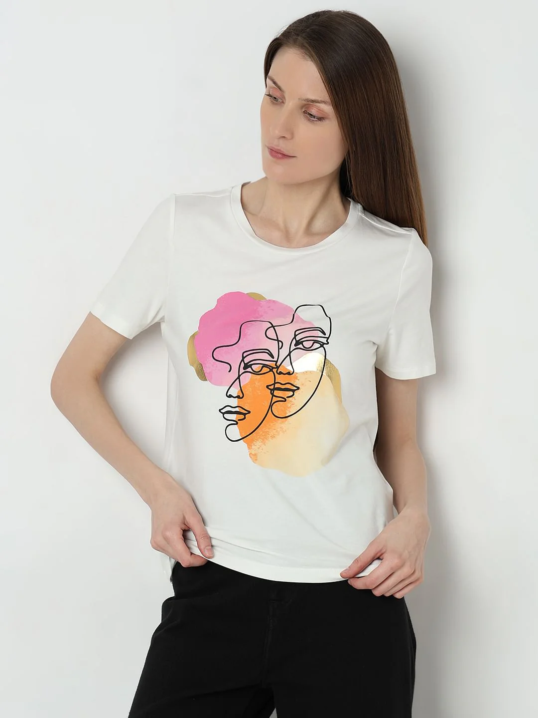 White Graphic Print T-Shirt - Image 2