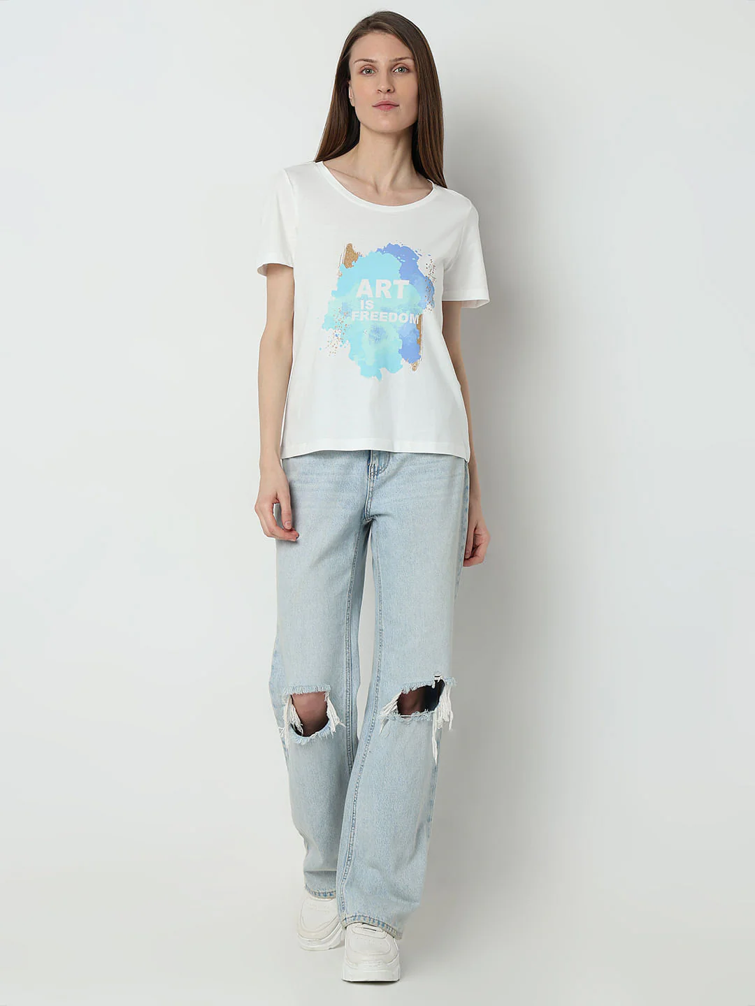 White Graphic Print T-Shirt - Image 5