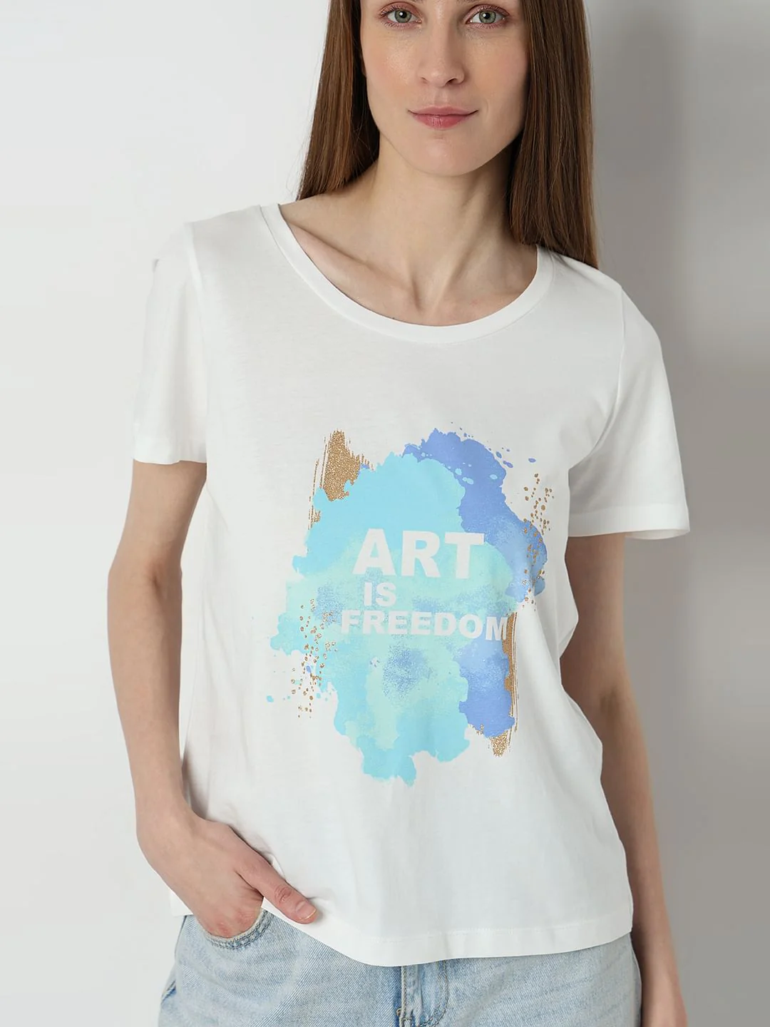 White Graphic Print T-Shirt - Image 6