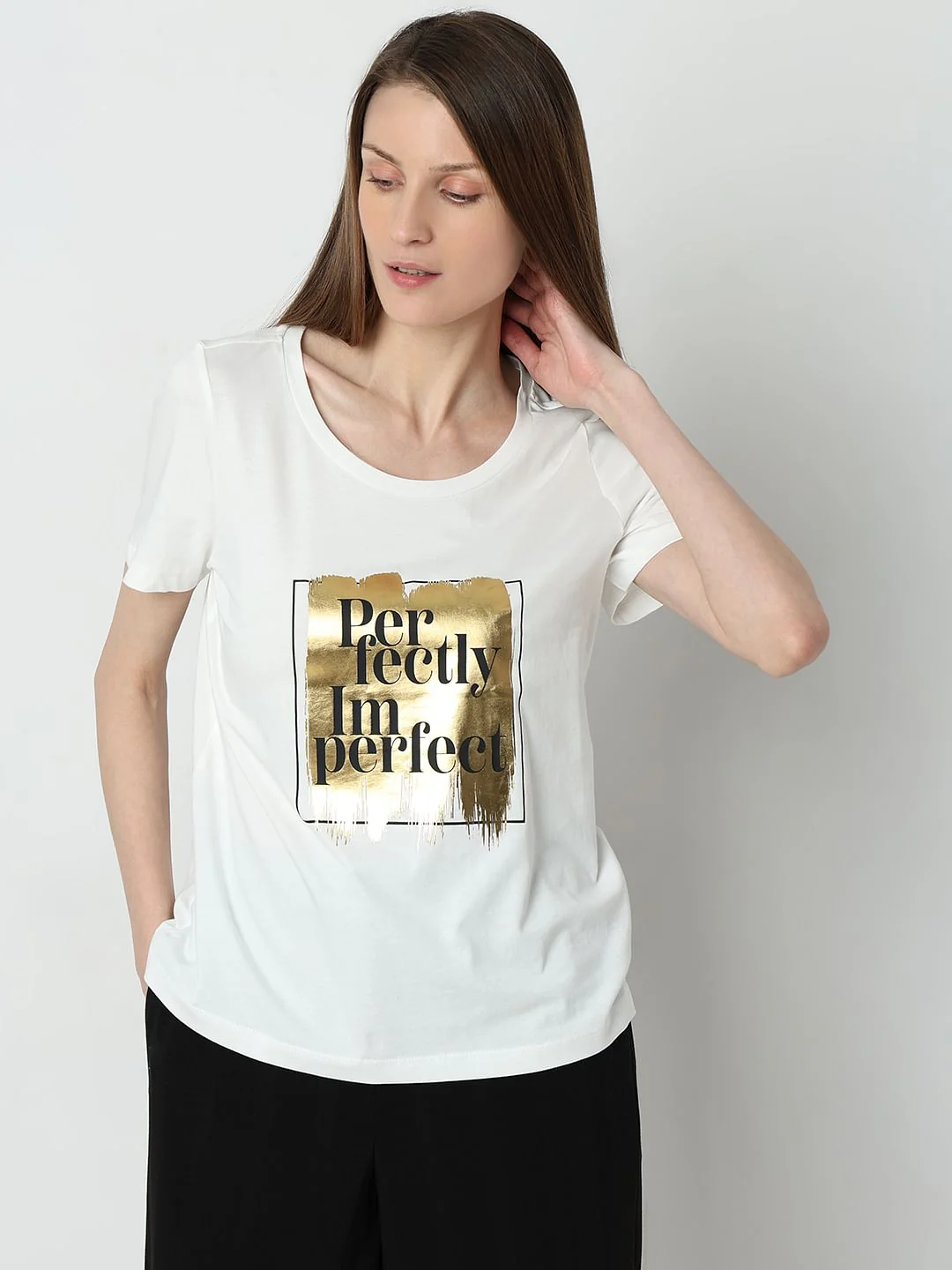 White Foil Graphic Print T-Shirt - Image 2