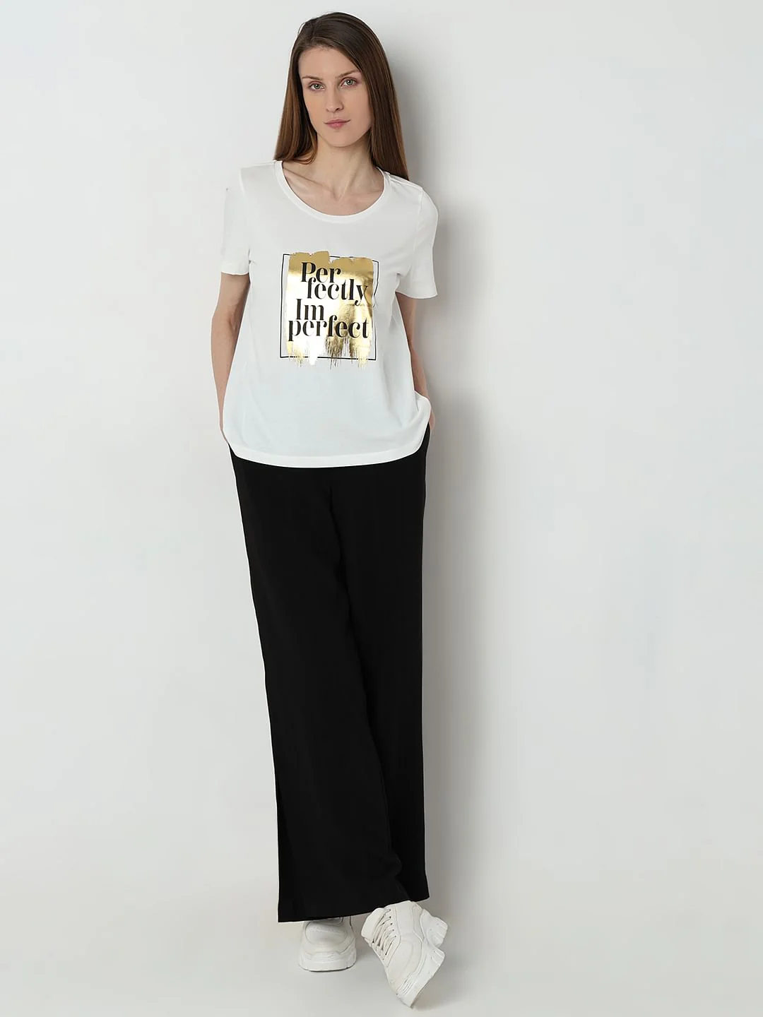 White Foil Graphic Print T-Shirt - Image 5