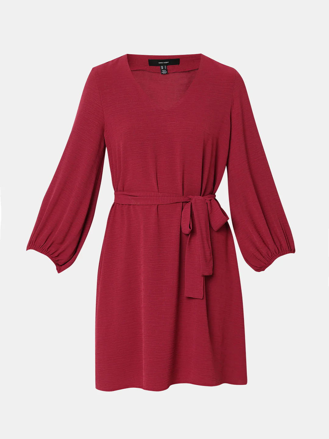 Red V-Neck Fit & Flare Dress - Image 7