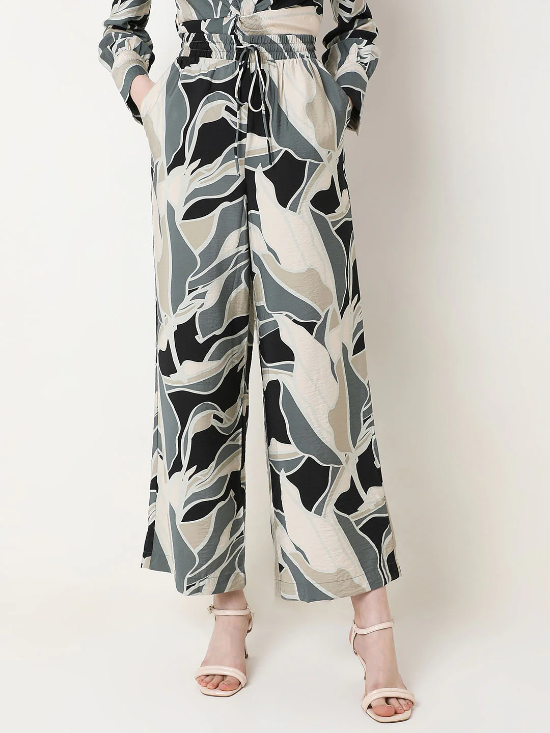 Black Printed Co-Ord Set Pants - Image 2