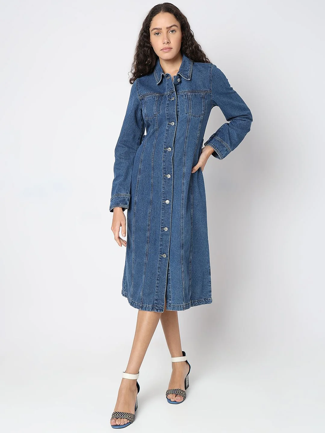 Blue Denim Shirt Dress - Image 2
