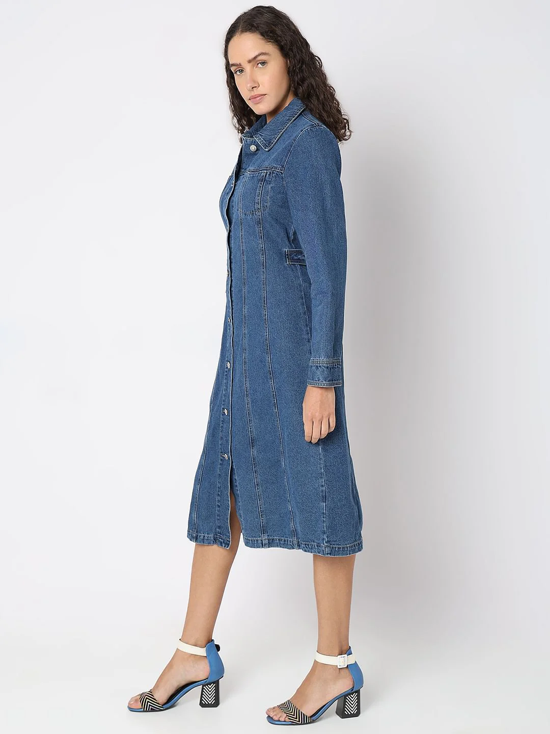 Blue Denim Shirt Dress - Image 3