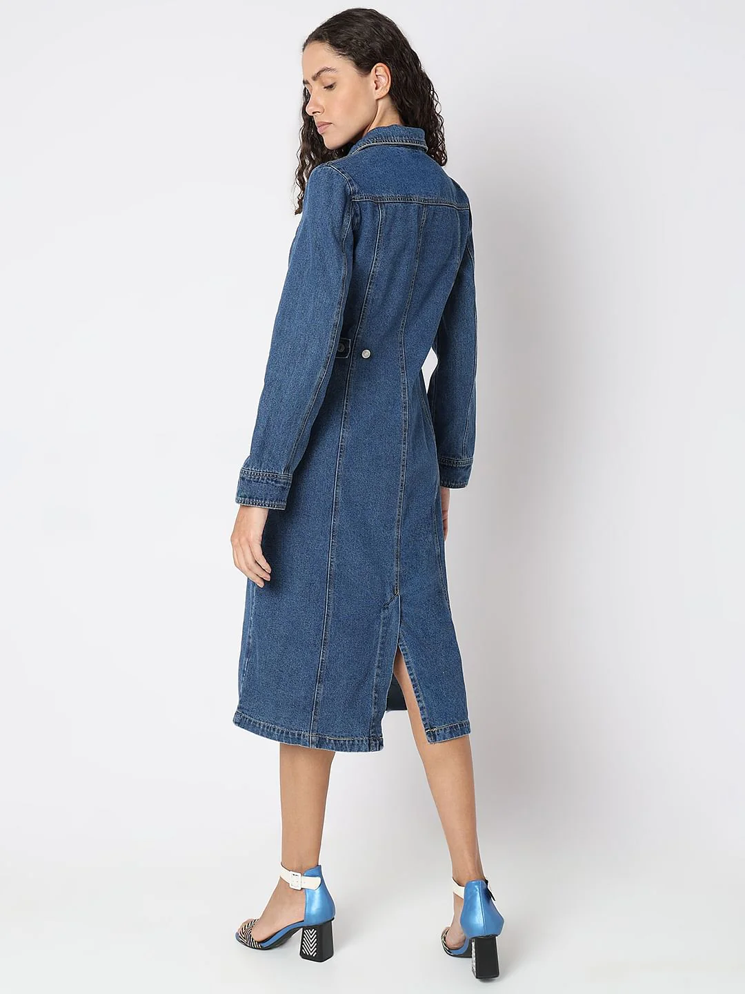 Blue Denim Shirt Dress - Image 4