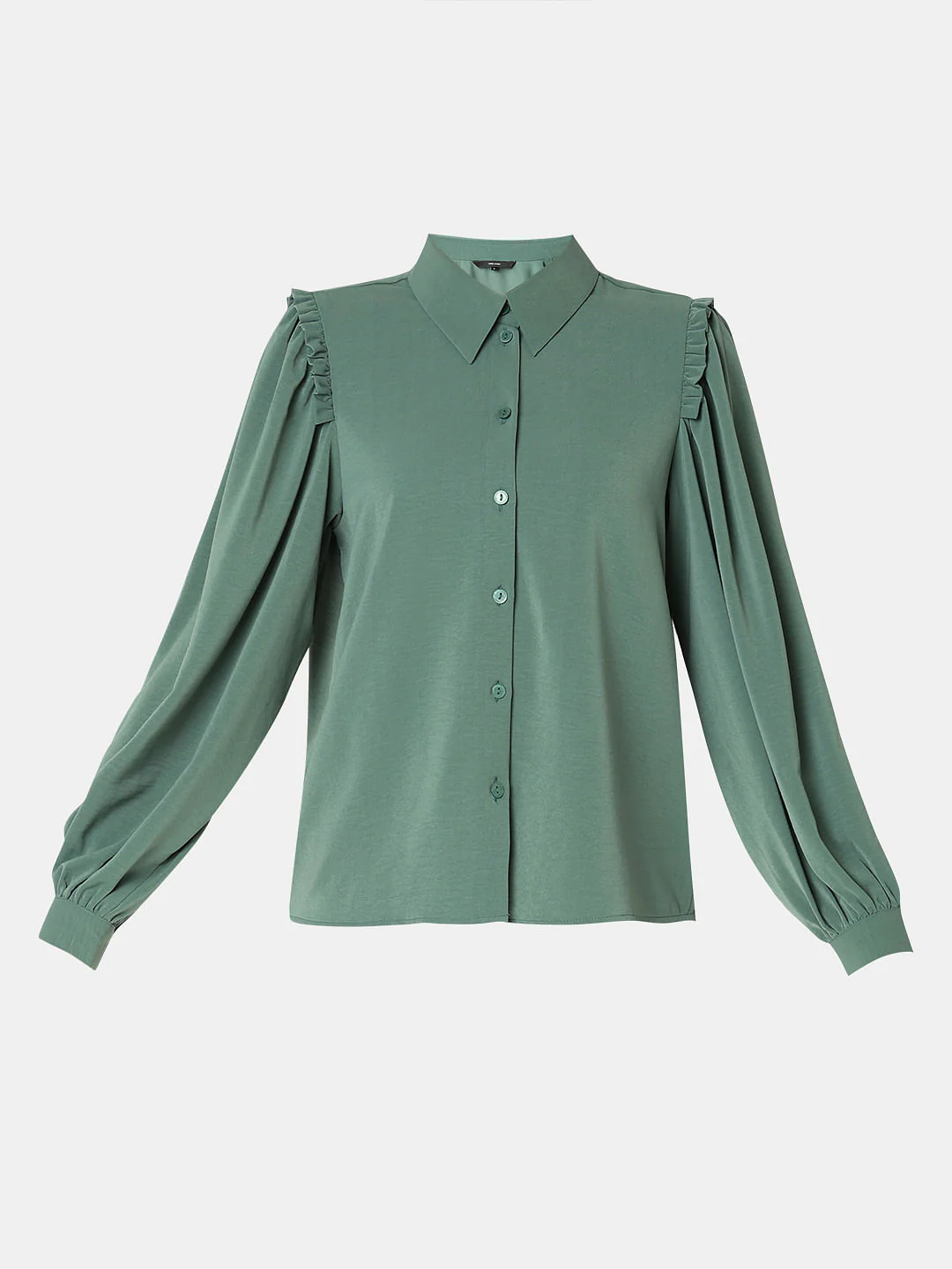 Green Frill Full Sleeves Shirt - Image 7