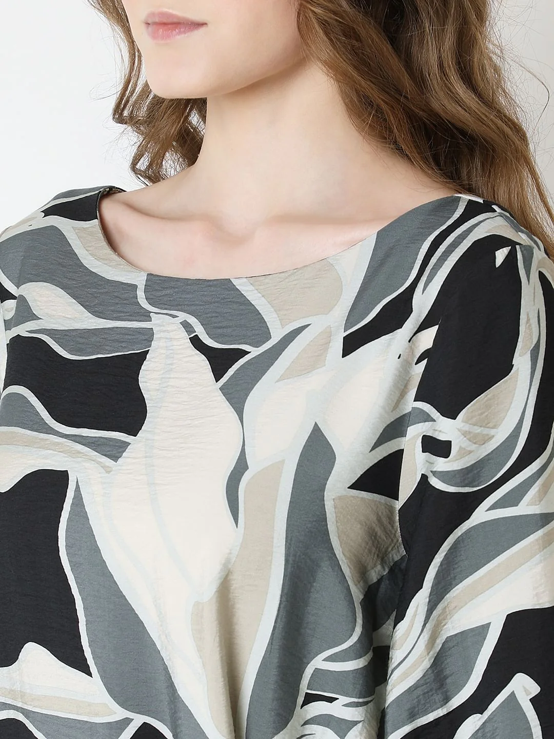 Black Abstract Printed Short Dress - Image 8