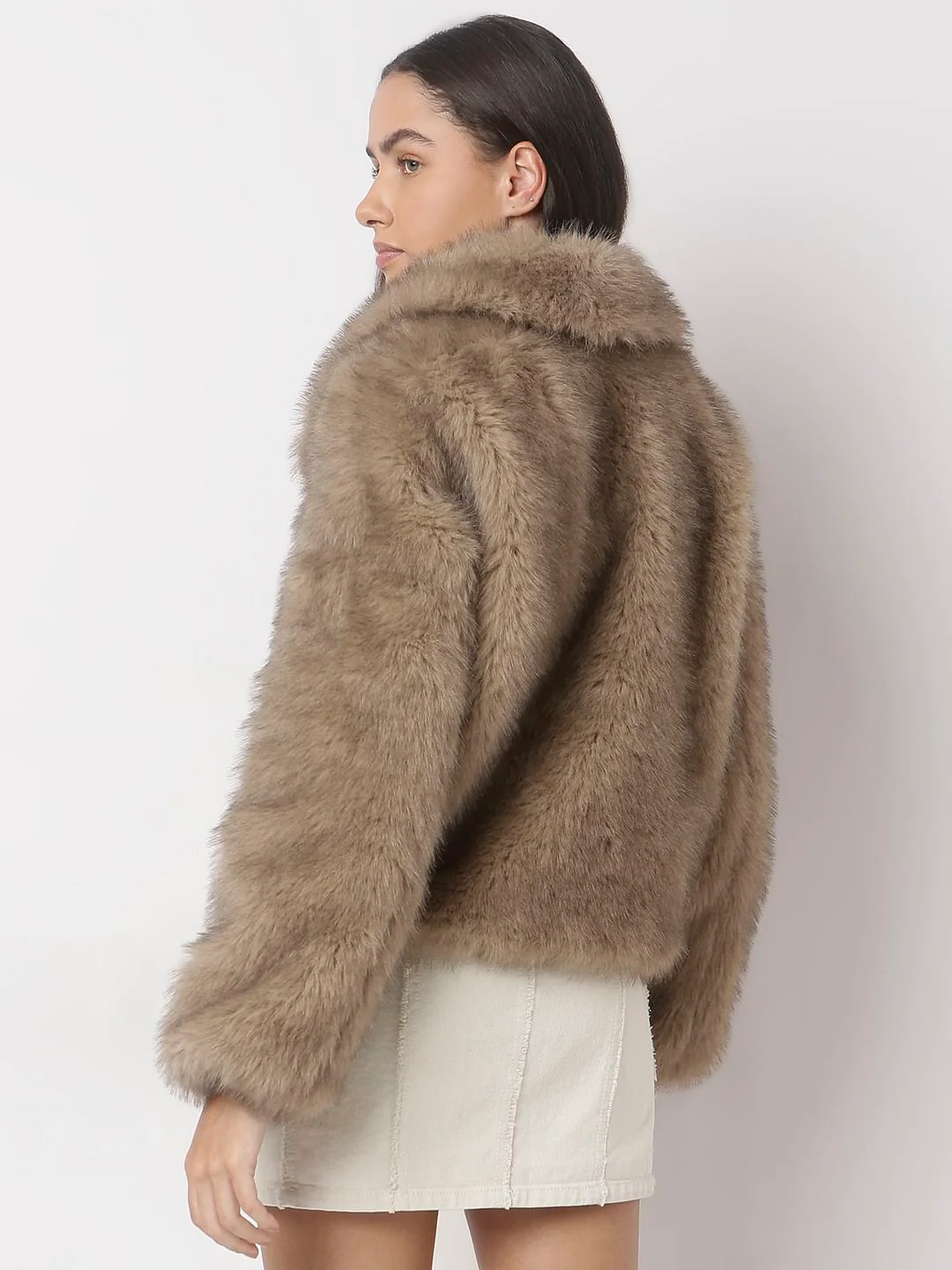 Light Brown Faux Fur Jacket - Image 4