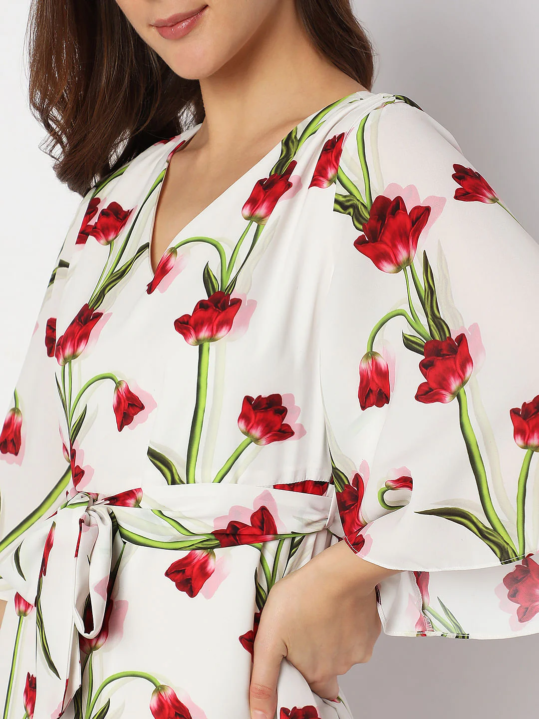 White Floral Fit & Flare Dress - Image 5