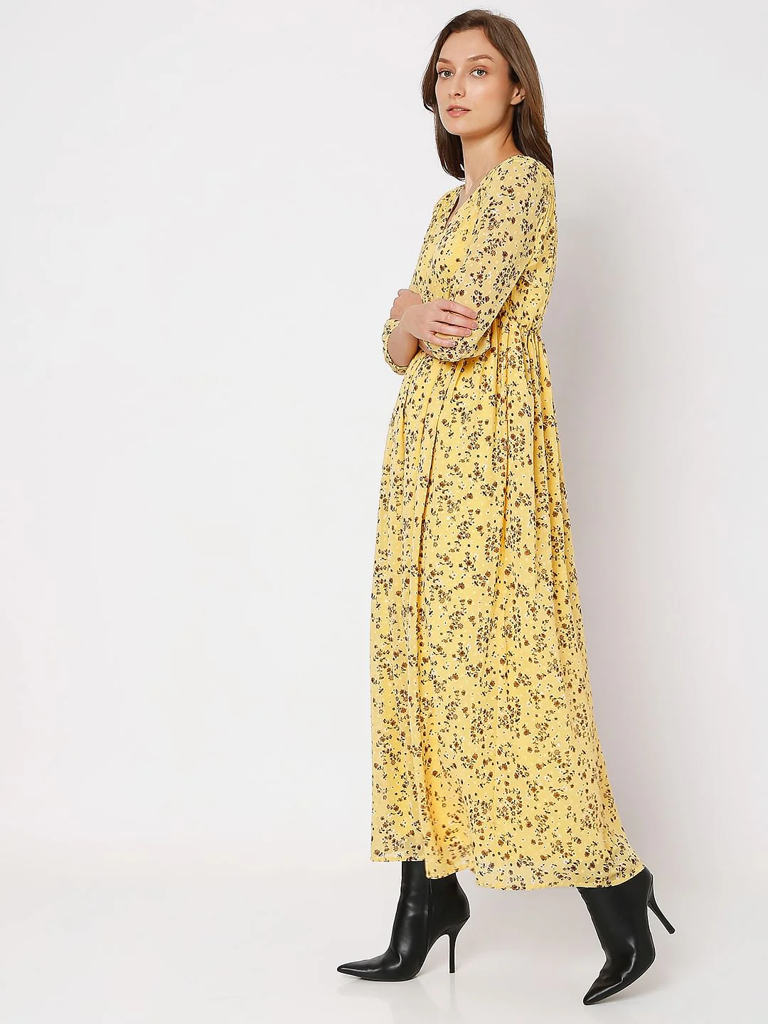 Yellow Floral Maxi Dress - Image 3