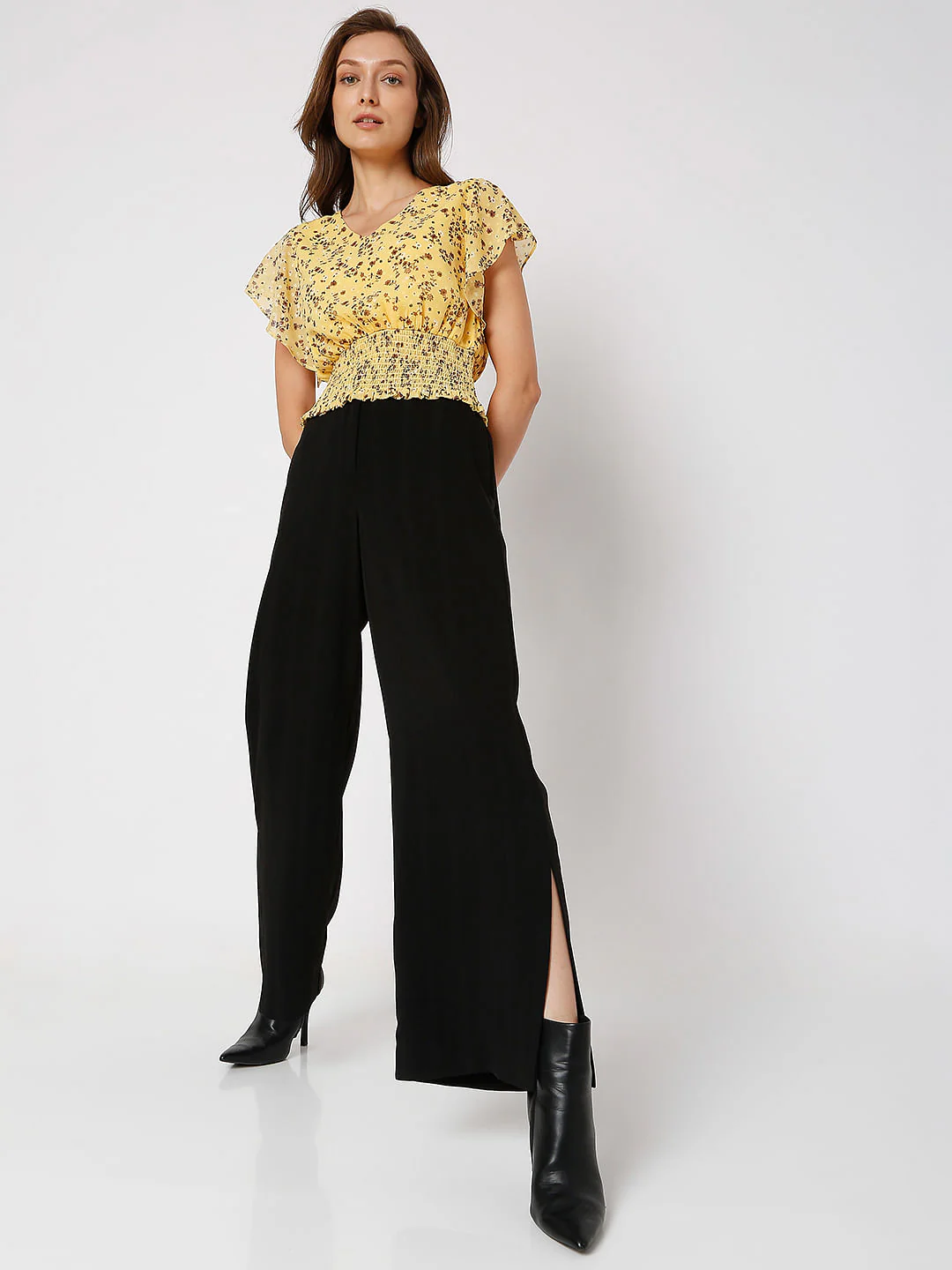 Yellow Floral Smocked Top - Image 5