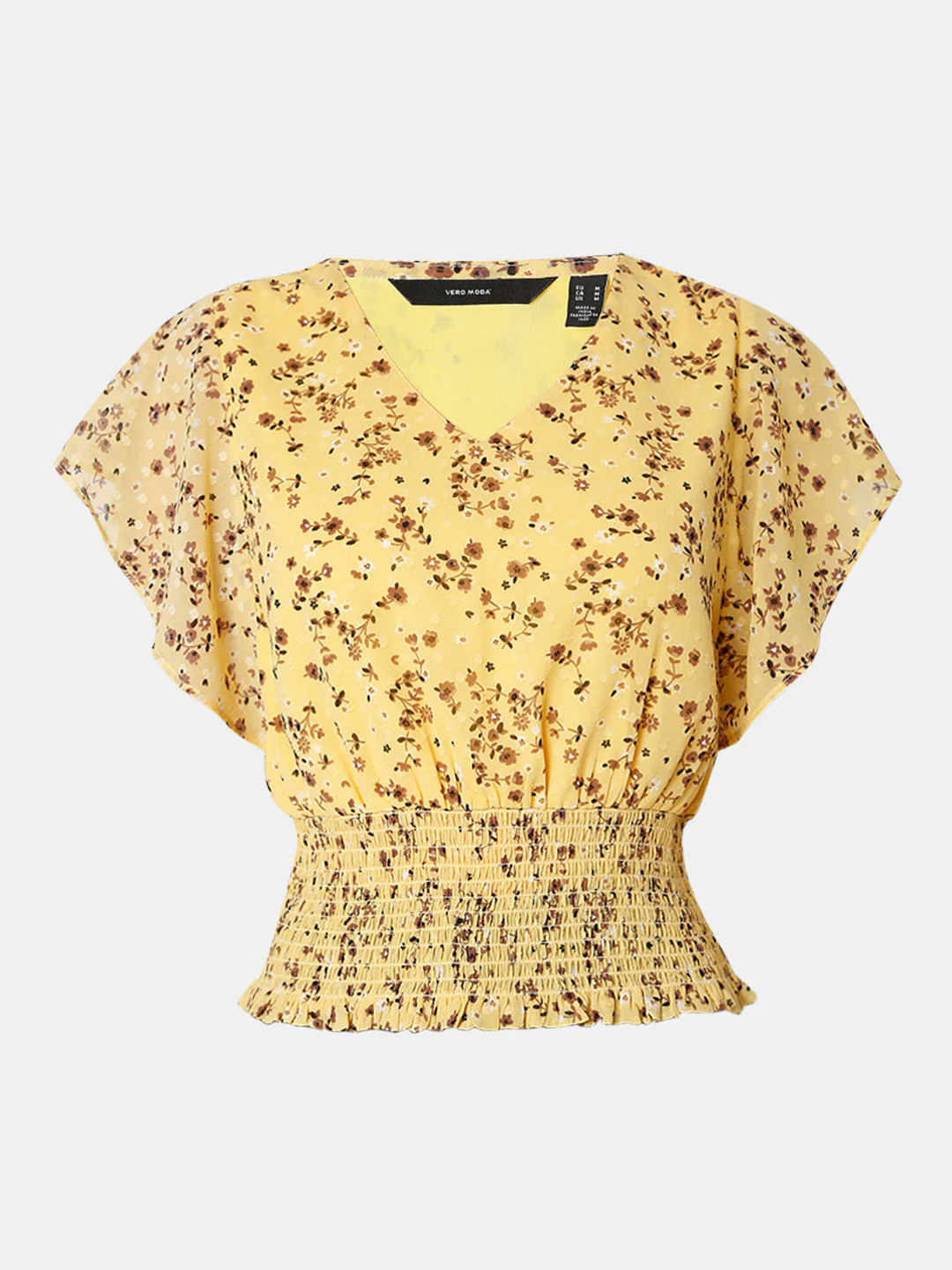 Yellow Floral Smocked Top - Image 7