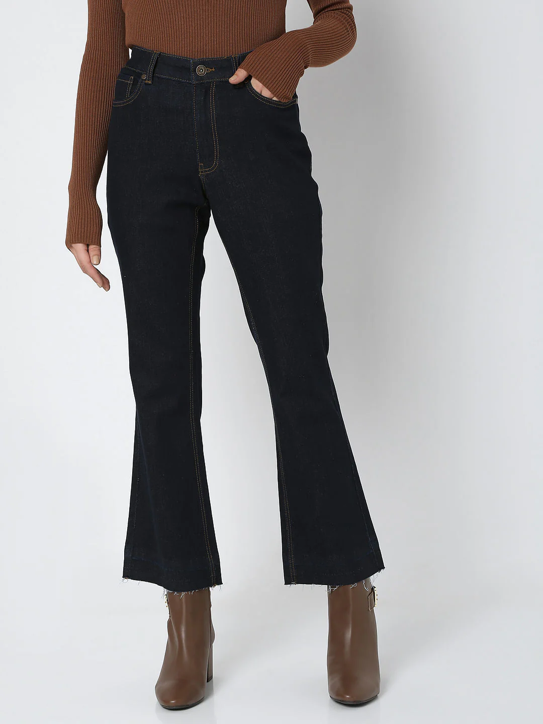 Dark Blue Mid Rise Petra Bootcut Jeans - Image 2