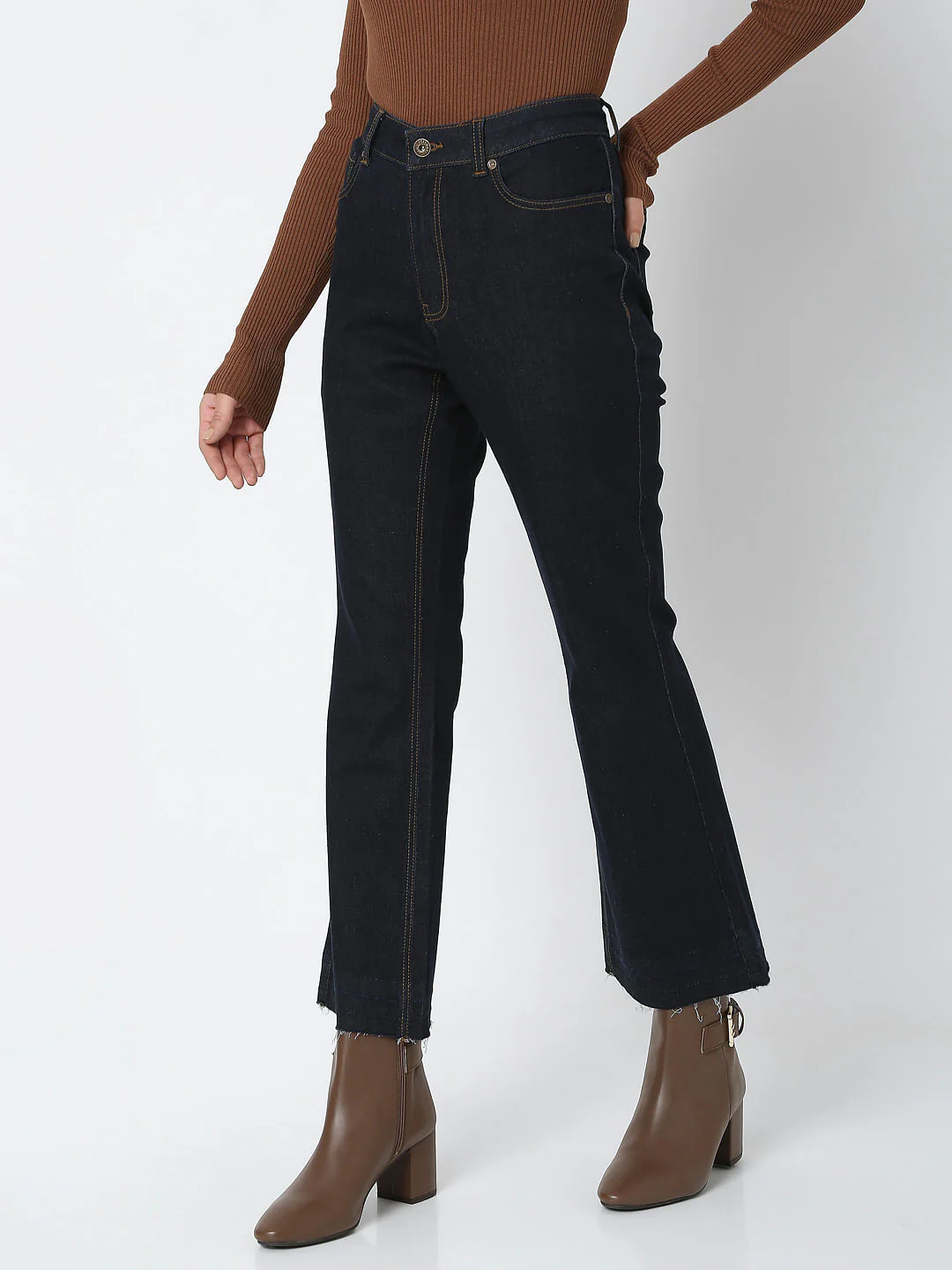Dark Blue Mid Rise Petra Bootcut Jeans - Image 3