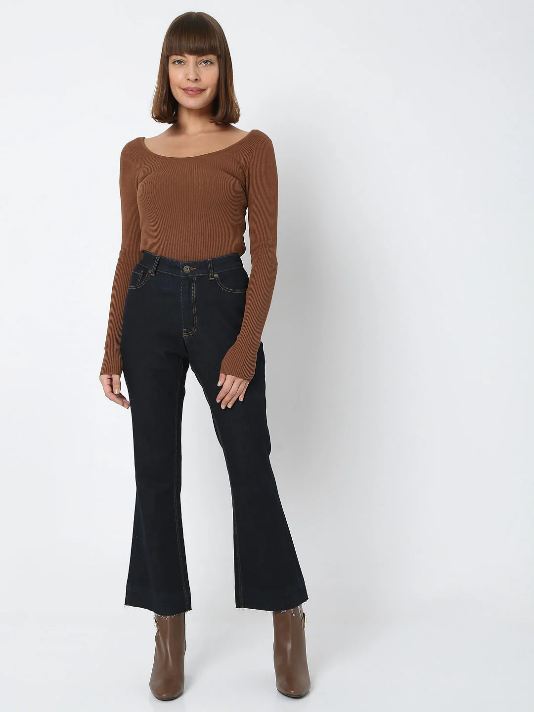 Dark Blue Mid Rise Petra Bootcut Jeans - Image 6