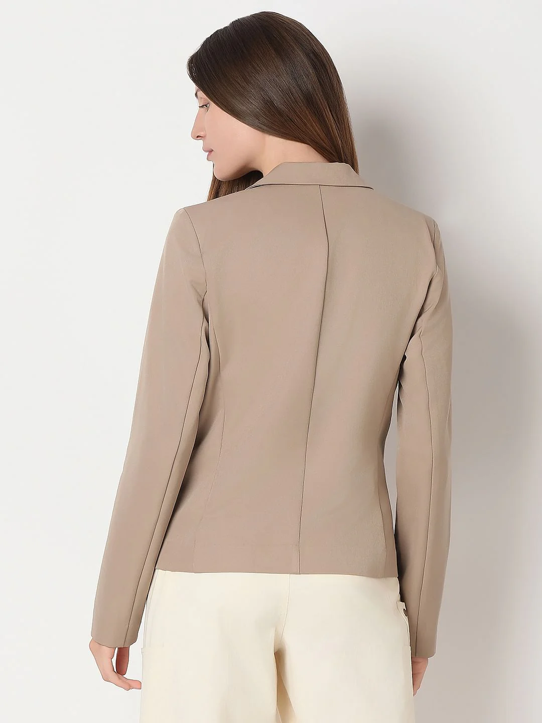 Beige Single Breasted Blazer - Image 4
