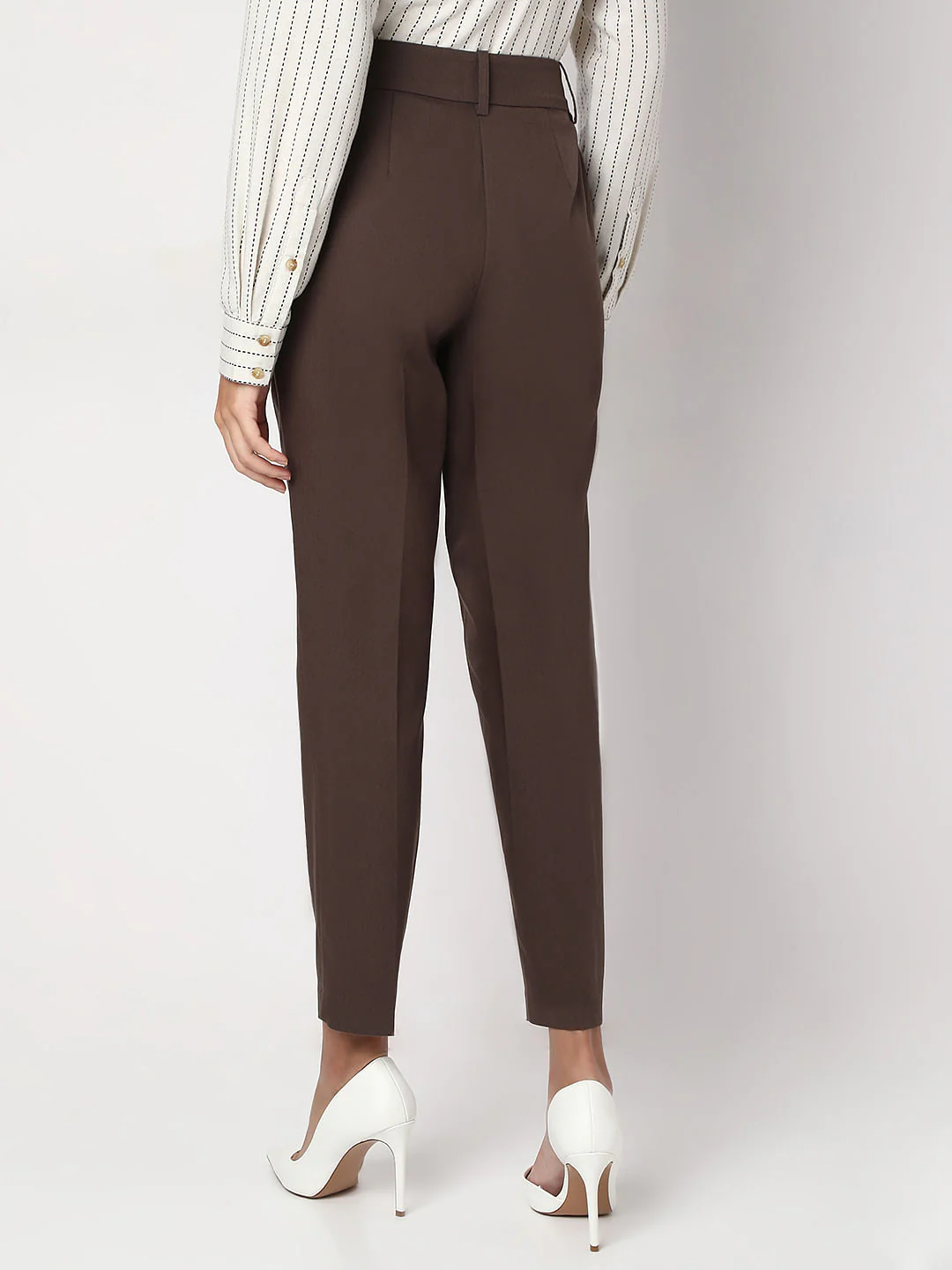 Brown Ankle Length Tapered Fit Pants - Image 4