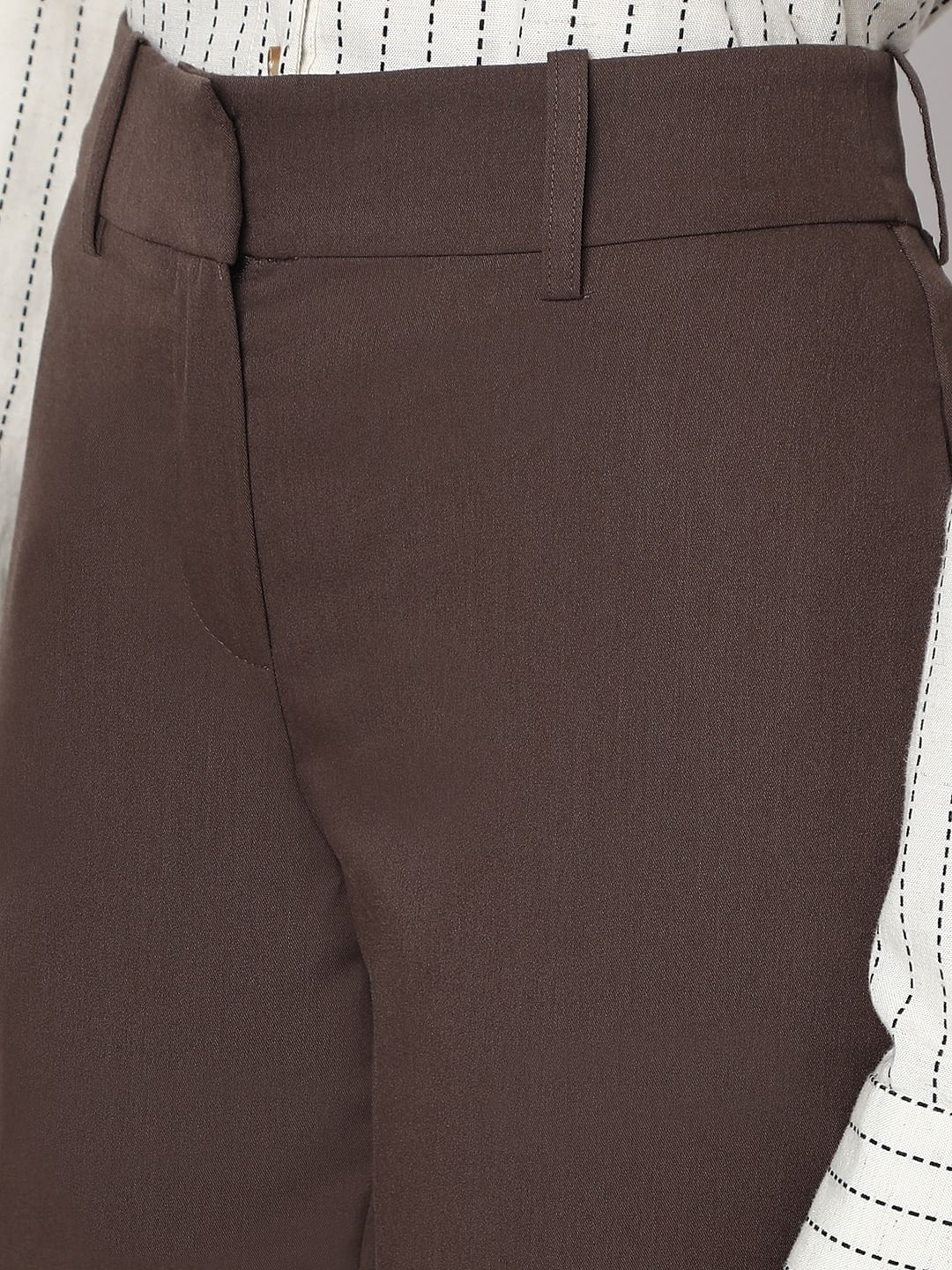 Brown Ankle Length Tapered Fit Pants - Image 8