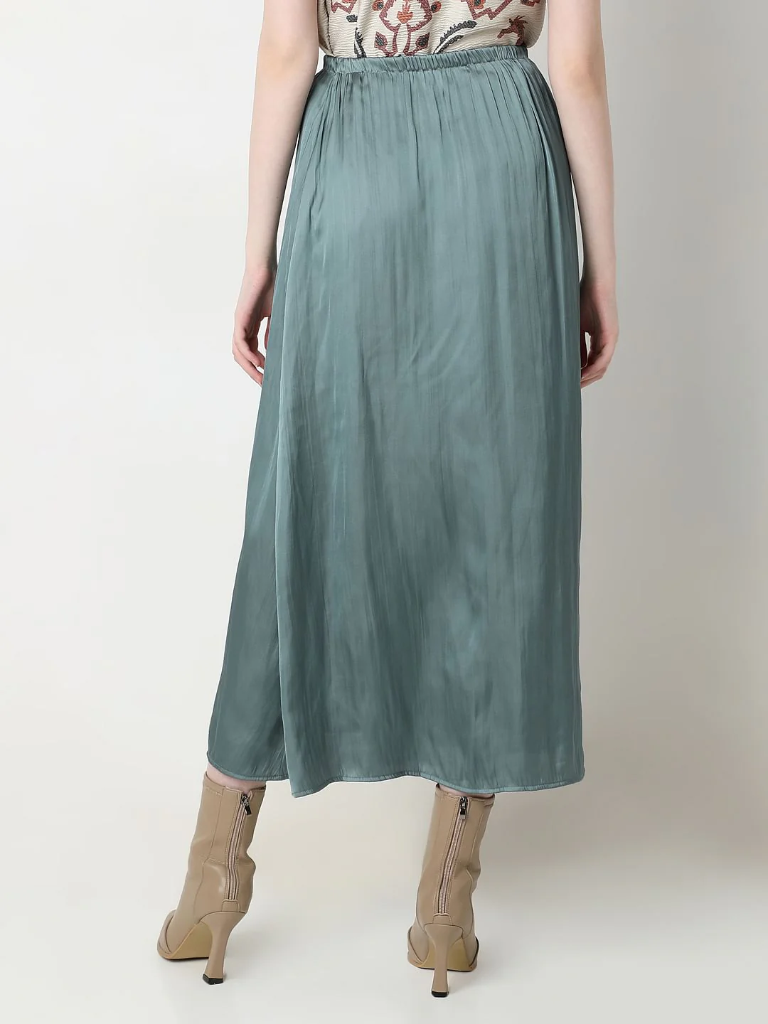 Green High Rise Plisse Skirt - Image 4