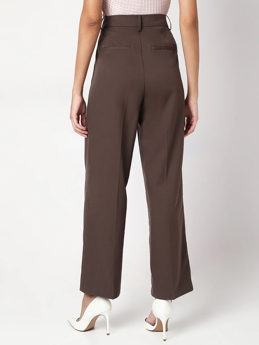 Brown Mid Rise Wide Leg Dad Pants - Image 4