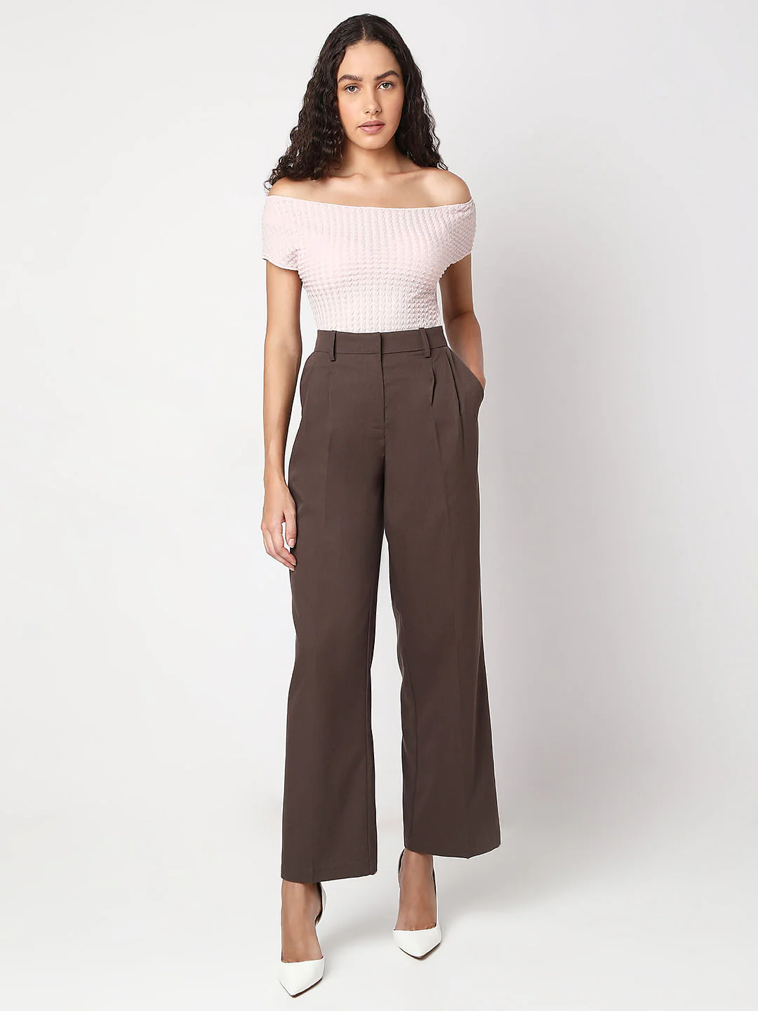Brown Mid Rise Wide Leg Dad Pants - Image 5